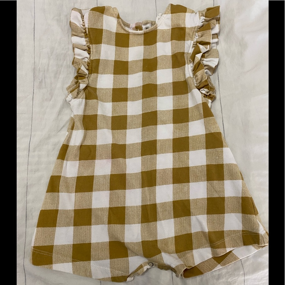 Kate Quinn Gold gingham one piece romper